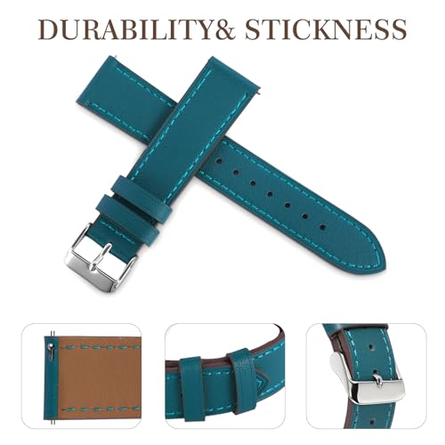 Italy Genuine Leather Watch Bands Compatible with Samsung Galaxy Watch 7 6 5 4 40mm 44mm, 5 Pro 45mm, 6 4 Classic Active 2, 20mm Quick Release Leather Watch Straps Replacement Band for Women Men