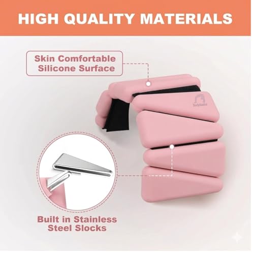 Image of Bodylastics Adjustable Ankle & Wrist Weights 4 lb Pair (2 lb Each) - Silicone, Sweat-Resistant for Arms & Legs - Perfect for Jogging, Walking, Physiotherapy, Cardio, Yoga & Strength Training