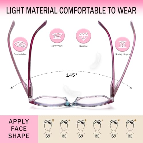 Image of SIGVAN Ladies Reading Glasses Blue Light Blocking Spring Hinge Fashion Pattern Print Eyeglasses for Women