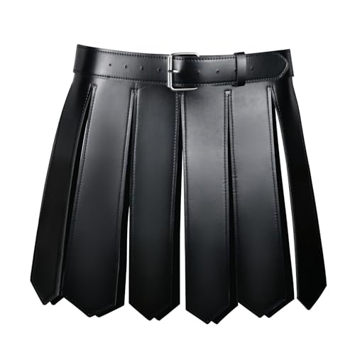 Kilt de gladiateur médiéval avec finitions cuir et pompons de chevalier - 3