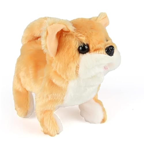 Perro de peluche interactivo electrónico para mascotas, para caminar, ladrar, mover la cola, estirar el animal de compañía para niños (perro pastoral) Cover