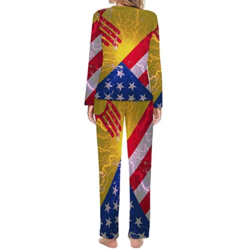 New Mexico American Flag 女性用パジャマセット2点セット柔