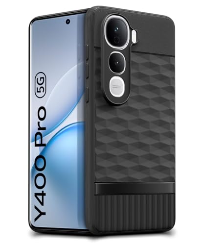 Image of WOW IMAGINE Back Cover for Vivo Y400 Pro 5G with Hexa Cube Design | Ultra Slim Soft Rubberised Case | Inner Velvet Fabric | Matte Silicone Flexible Mobile Case | Camera Protection - Black