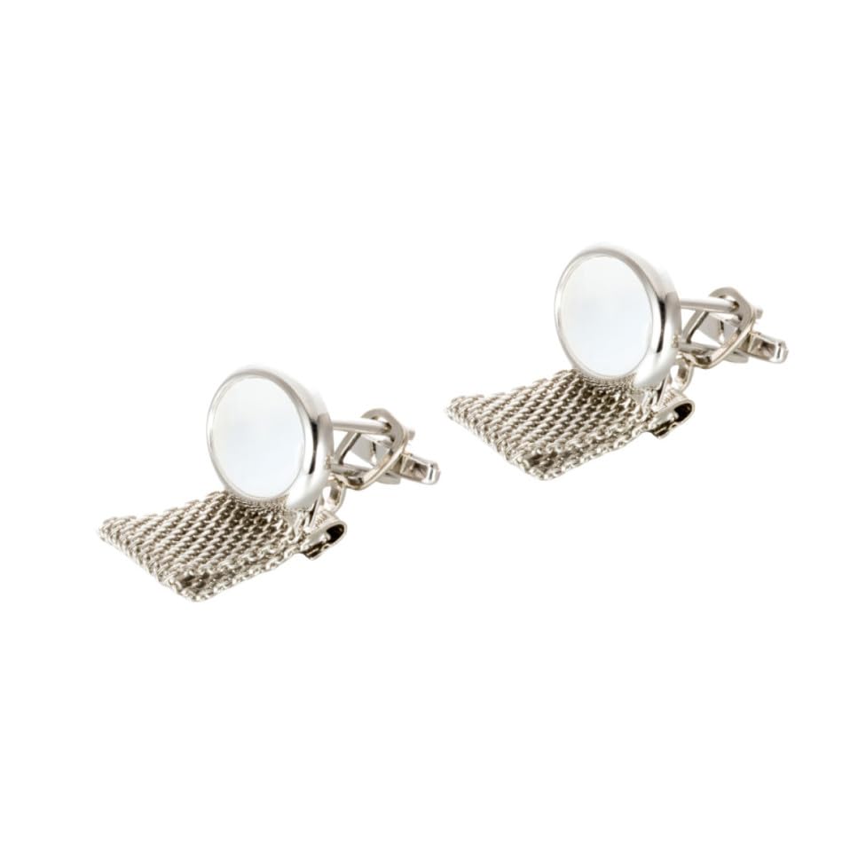 TOVINANNA Gemelos de Concha Nácar Ovalados Diseño de Cadena para Camisa de Hombre, Elegantes y Duraderos, Perfectos para Obsequio y Ocasiones Formales