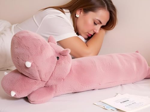 Image of Ryttir 40 Inch 15% Chubbier Large Hippo Stuffed Animal,Soft Hippopotamus Plush Stuffed Hippos Body Pillow for Kids and Adults - Perfect Valentine Hippo Gifts for Cuddling