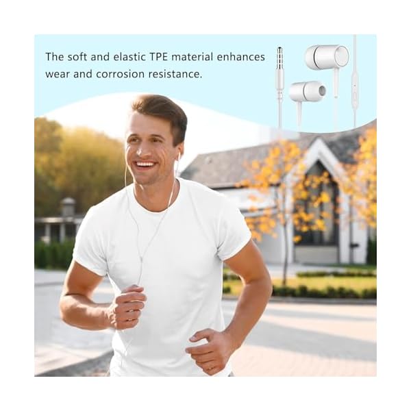 Wired Headphones in-Ear Earbuds with Microphone, Noise-Isolating Stereo Sound, Heavy Bass, Comfortable Ergonomic Design, Compatible with All 3.5mm Devices, for Running, Office & Travel, 2 Pack - Image 4