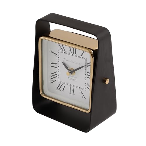 Image of Decor de Maison Handcrafted Tempovista Luxury Table Clock for Livingroom,Bedroom,Studyroom | Desk /Table Clocks for Home Decor | Silent Analog Table Clock | Best for Gifting | Gold & Black