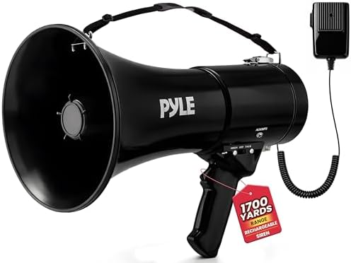 Pyle 50W Portable Megaphone Bullhorn Speaker– Alarm Siren, Adjust...