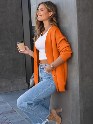 Image of LILLUSORY Women Oversized Cardigan Sweater 2025 Fall Outfits Cloth Fashion V Neck Knit Button Front Casual Trendy Tops