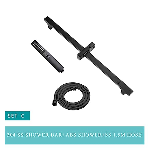 Barre de douche coulissante avec support réglable ensemble noir