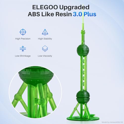 Image of ELEGOO ABS-Like Resin 3.0 Plus, 3D Printer Resin with Low Viscosity and High Precision, 405nm Rapid UV-Curing Photopolymer Resin, 3D Resin for LCD /DLP 3D Printing, Clear Green 1000G | Low Viscosity and High Precision, 405nm Rapid UV-Curing Photopolymer Resin, 3D Resin for LCD /DLP 3D Printing