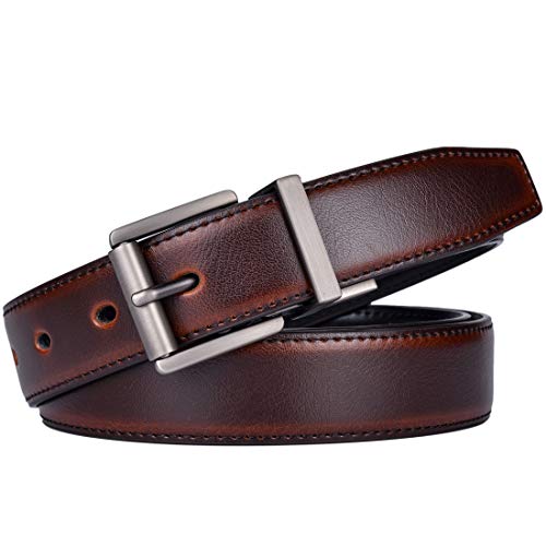 Image of Beltox Men's Belt Dress Casual Reversible Leather 1.1 inch w Roller Buckle Rotated
