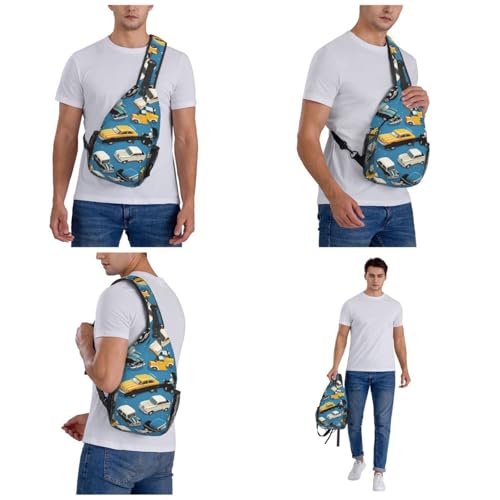 Bolso Sling cruzado unisex patrón cars negro miniatura 6