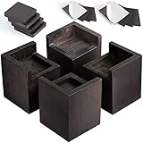 Wood Bed Risers Heavy Duty – 4 Pack Solid Wood Furniture Risers, 3 Inch Height Extenders for Bed, Sofa & Table, Support Up to 2200 lbs, Non-Slip Recessed Hole Furniture Lifts for Storage(Retro Brown)