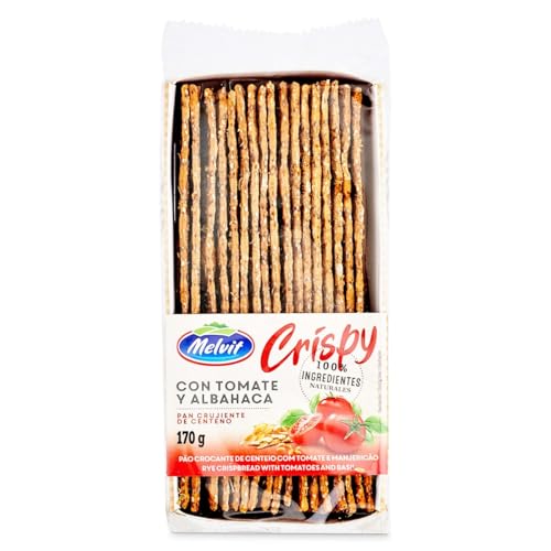 Melvit Pan crujiente de centeno con tomate y albahaca, bolsa 170g