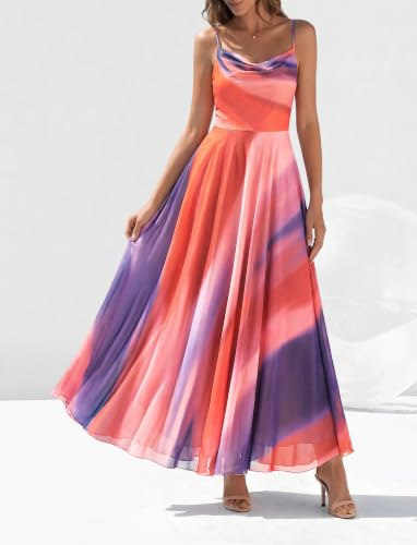Image of BTFBM Women Summer Maxi Dresses Elegant Wedding Guest Dress | Cowl Neck,Spaghetti Strap,Mesh,Floral,A-Line,Flowy,Party,Cocktail,Homecoming,Graduation,Sundress,Prom,Beach Long Dresses