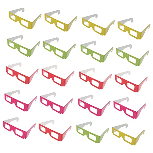 jojofuny 20 Pièces Lunettes Carton Lot de Lunettes Plates Anaglyphes pour Films Et Vidéos
