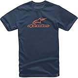ALPINESTARS Men's Modern Fit Short Sleeves 146 GSM Logo T-Shirt, Always Navy/Orange, XL
