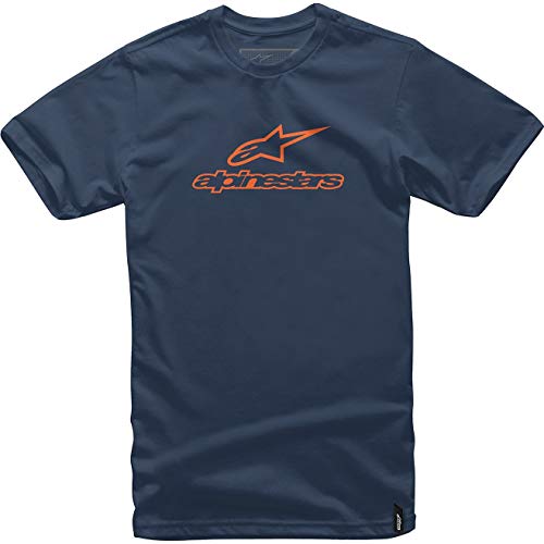 ALPINESTARS Men's Modern Fit Short Sleeves 146 GSM Logo T-Shirt, Always Navy/Orange, XL