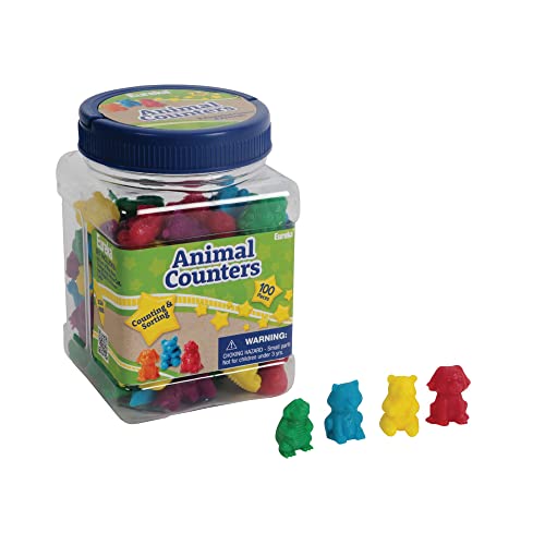 Eureka 867470 Learn to Count Animal Math Manipulatives for Kids and Classrooms, Multicolor, 100pcs