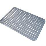 Honseadek Alfombrilla de ducha de secado rápido con ventosas fuertes, alfombrilla de baño antideslizante con masaje texturizado, alfombra de baño de PVC fácil de limpiar (gris oscuro, 35 x 69 cm)