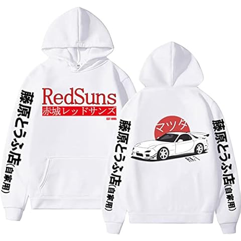 Anime Initial D Hoodies Printed Hoodie Men Women JDM Automobile Culture Hoodies Unisex Fashion Sweatshirt Streetwear White Cover