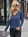 Ekouaer 3 Pack Long Sleeve Shirts for Women V Neck T Shirt Fall Casual Tops Basic Thermal T-Shirts Undershirts Tees 2025 Black/Blue/Wine Red XX-Large
