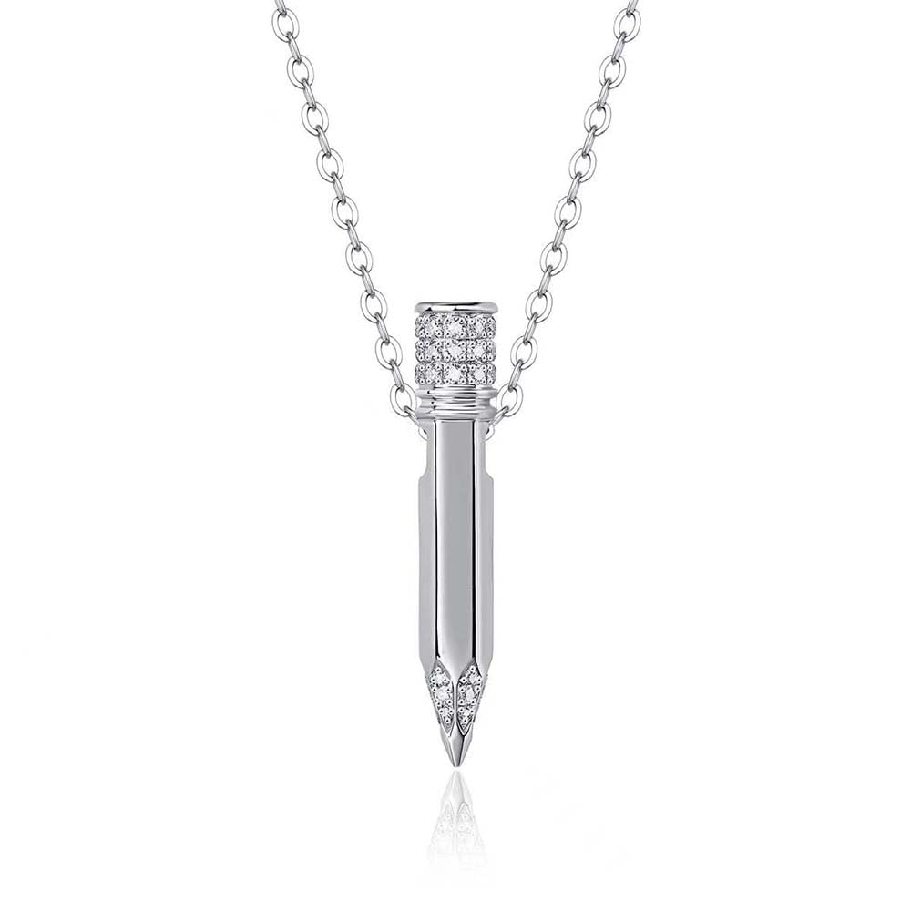 Collana Matita in Argento Moissanite per Donne Gifts di Laurea Studentessa Figlia Figlio