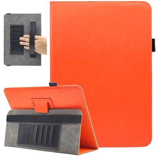 Viclowlpfe - Funda universal para tablet de 7 8 pulgadas, funda protectora con función atril para tablet de 7.0 a 8.5 pulgadas con correa de mano y ranuras para tarjetas, color naranja