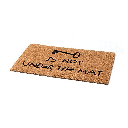 Image of Onlymat Funny Quote Printed Anti-Slip Doormat (Black, Brown) Shaped Entryway Rug Natural Coir with PVC Backing for Outdoor, Entrance, Home Mats Floor Door, Hall, Drawing, Living Room (75 x 45cm)