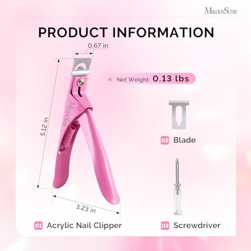 Image of MelodySusie Adjustable Stainless Steel Acrylic Nail Clippers, Pink