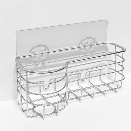 Poywaze スポンジホルダー 強力な粘着フィルムフック スポンジラック ステンレススチール キッチン洗浄ツール収納キャディ錆びにくいスポンジホルダー