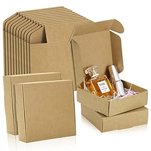 Boîtes de Cadeau avec Couvercles, Boite Papier Kraft Marron Boite Cadeau Vide de 12,5 x 12,5 x 4cm Emballage Cadeau Facile à Assembler pour Fêtes, Anniversaires, Mariages, Événements Lot de 25