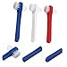 FRCOLOR Adult Denture Toothbrush Set 3pcs Double-Sided Comfortable Brushes for False Teeth Cleaning Compact Design for Home Use