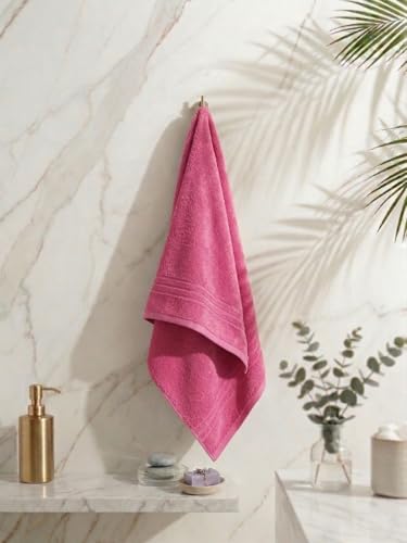 Image of Monte Carlo Essential 100% Cotton Bath Towel | 340 GSM Ultra Lightweight & Quick Dry | Soft Absorbent Large Towel 75x150 cm | Skin Friendly Daily Use Bathroom Towel for Men & Women (Soho) | Rouge
