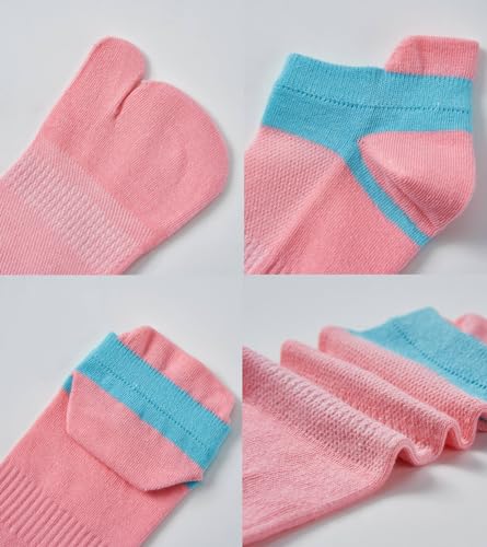 Image of Women's Solid 2 Toe Flip Flop Tabi Socks Geta Ankle Cotton 5 /6 Pairs