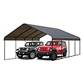 20x20 FT Metal Carport – Heavy Duty with Galvanized Steel Roof & Frame, All-Weather Portable Car Garage Canopy Shelter for Cars & Boat Cover for Yard