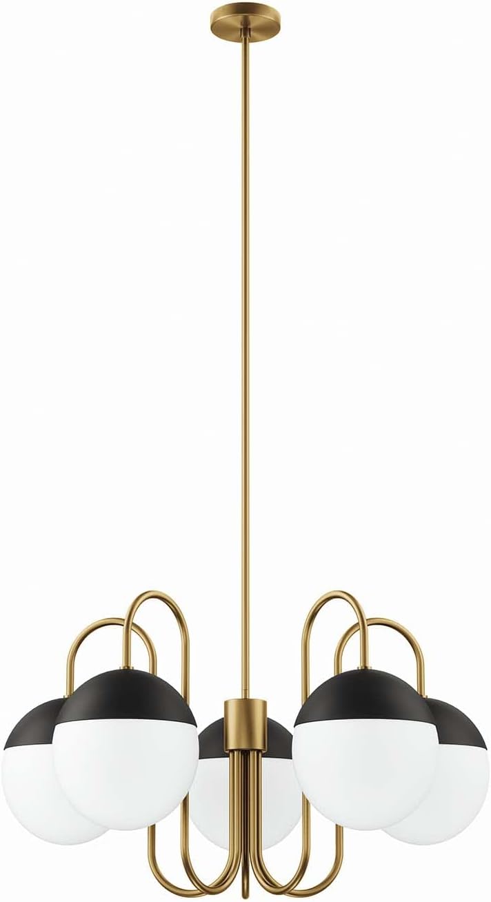 Modway Stellar 5-Light Chandelier in Opal Satin Brass