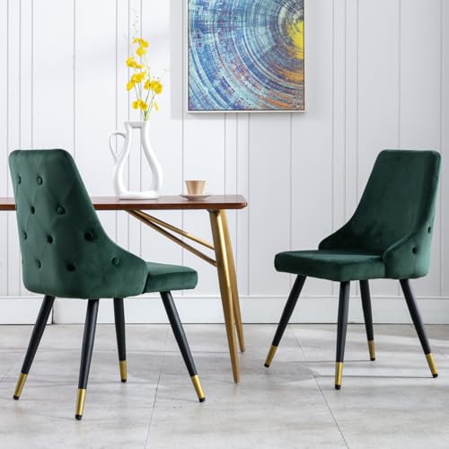 Chairus Sillas Terciopelo De Comedor Para Cocina Juego De 2 Silla De Oficina Sin Brazos Moderna Silla De Tapizado Con Patas De Metal Verde 1-2 Chairus Sillas Terciopelo De Comedor Para Cocina Juego De 2 Silla De Oficina Sin Brazos Moderna Silla De Tapizado Con Patas De Metal Verde 1-2