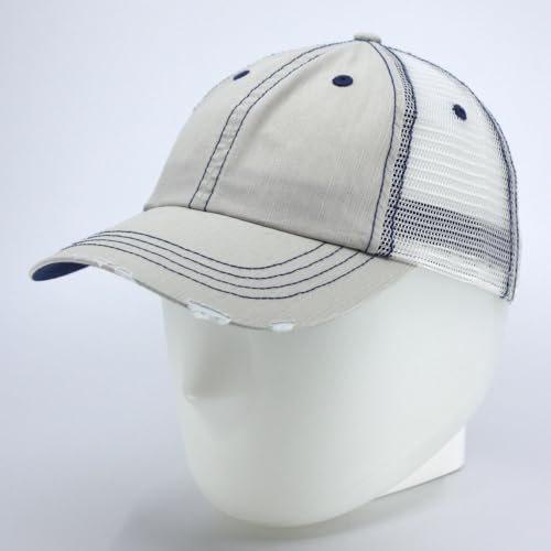 Image of The Vintage Year Distressed Cotton Unstructured Soft Mesh Breathable Adjustable Dirty Wash Dad Hat Trucker Baseball Cap