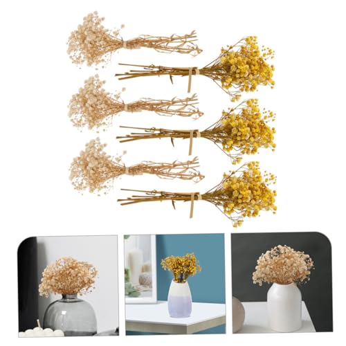 6pcs Ramo de Flores Secas Artificiales Pequeñas Amarillas miniatura 5