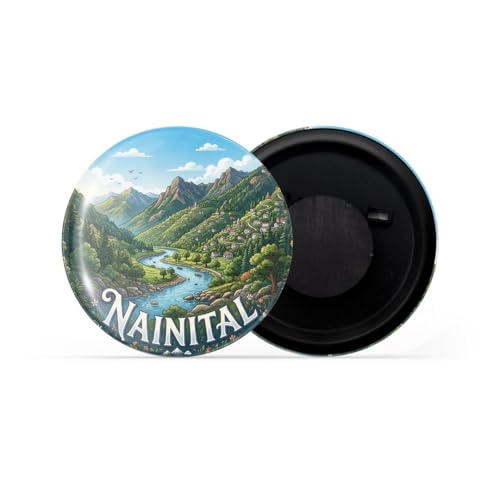 Image of dhcrafts Fridge Magnet Multicolor Uttarakhand Nainital Glossy Finish Design Pack of 1 (58mm)