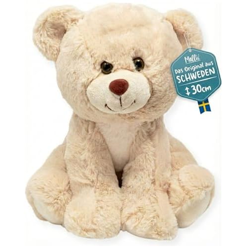 Molli Toys Mollis Teddybär Elliot Kuscheltier 30 cm weiß - Plüschtiere entwickelt in Schweden