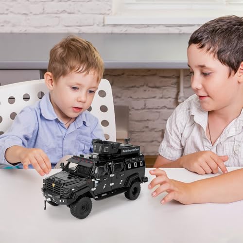LOVEPOSELY Compatible for 1:24 Saber-Toothed Tiger Alloy Armored Car Model, Collectible Diecast Armoured Explosive Protected Vehicle Toy, Pull Back Toy Car with Sound and Light for Adult Kids (Black) - Image 7