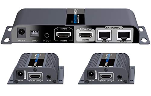 PremiumCord HDMI 1-2 Splitter + Extender via CAT6/6A/7, Full HD 1080p à 40m, Boîtier en Métal, 2 Récepteurs avec Alimentation, Dolby TrueHD, 3D, EDID, CEC, HDCP