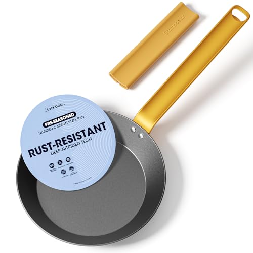 Stackbear 8 Inch Pre-Seasoned Carbon Steel Skillet Small Pan