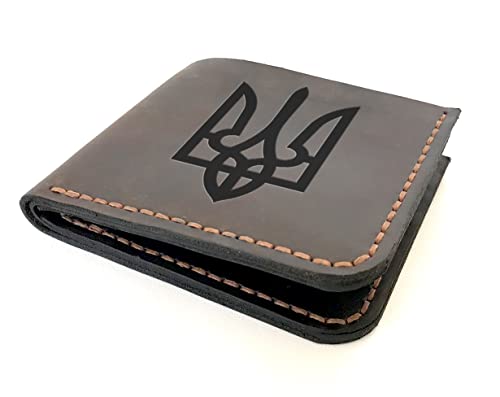 Ukraine Trident Leather Wallet Mens, Gift for Him, Coat of Arms of Ukraine Personalized Mens Wallet, Stand With Ukraine Personalized Ukrainian Gifts Custom Leather Wallet Handmade, Patriotic Gifts s532