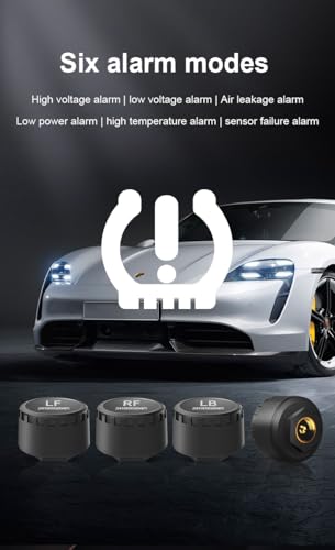 Wireless Tire Pressure Monitoring System TPMS Sensors for Automobiles, Motorcycles, Powersport Vehicles, RVs, Trailers, Real-Time Display Support iOS App (-40°C - 125°C) 4 Pack - Thumbnail 7