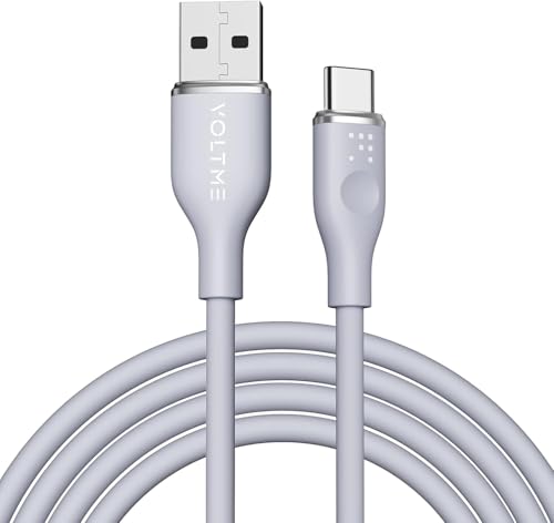 VOLTME USB Type C ケーブル 柔らかいシリコン製 絡まない 断線防止 タイプc ケーブル 急速充電 QuickCharge3.0対応 Xperia/Galaxy/LG/iPad Pro/MacBook その他 Android(アンドロイド) 等 USB-C機器対応 在宅勤務支援 USB-A & USB-C (1.8m グレー)