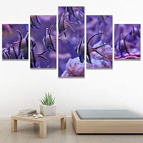 SIGNWIN 5 Panel Canvas Wall Art Colorful Fish...